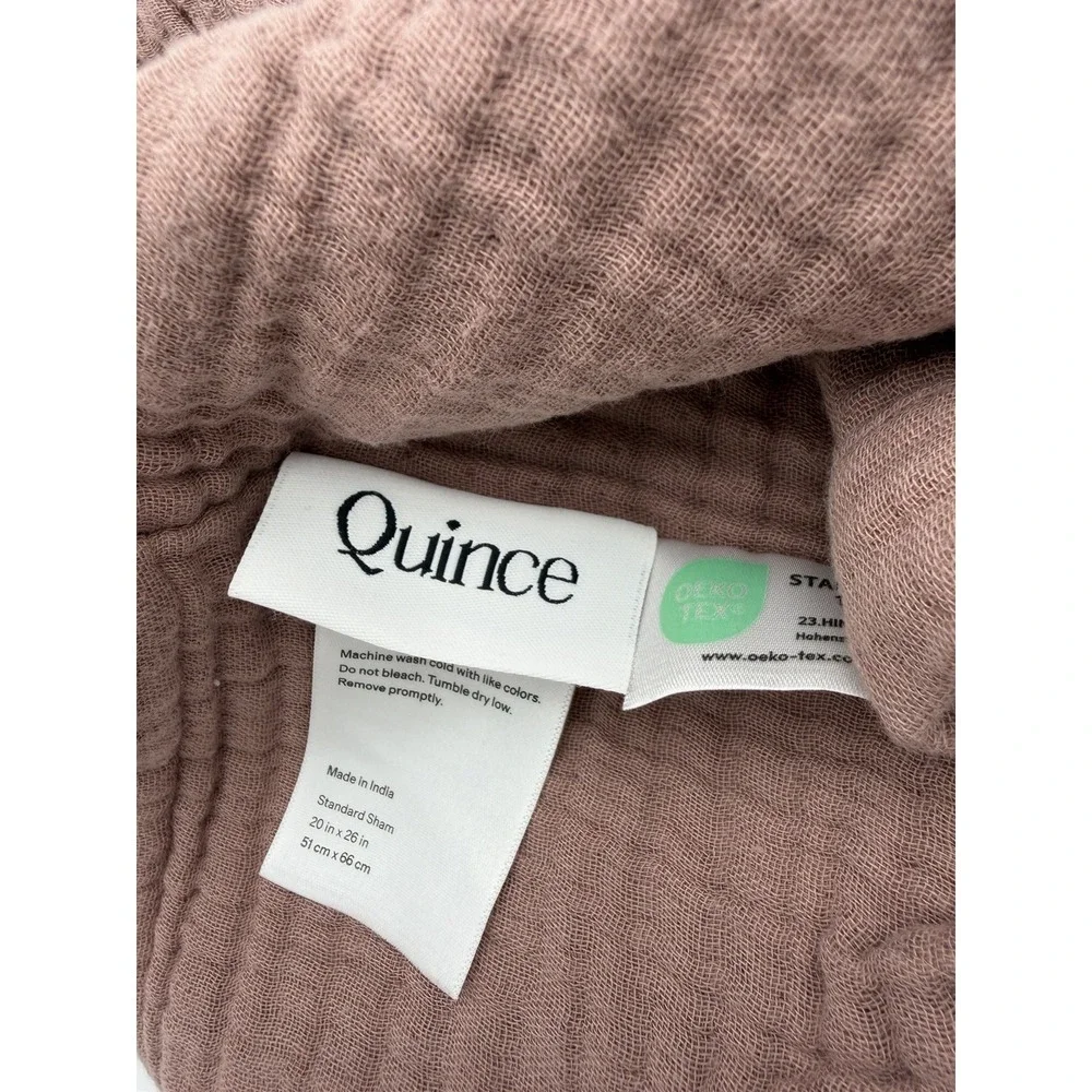 NWOT Quince Organic Cotton Gauze Pillow Sham Set Standard Fig Solid Rectangular